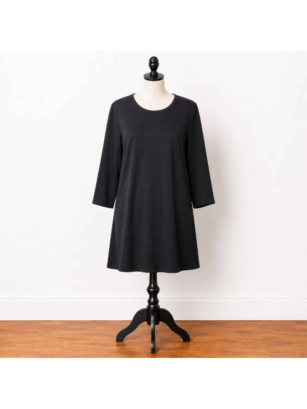 GAP Black Ponte Knit Shift Dress Womens Large 3/4 Sleeve Solid Casual Mini LBD